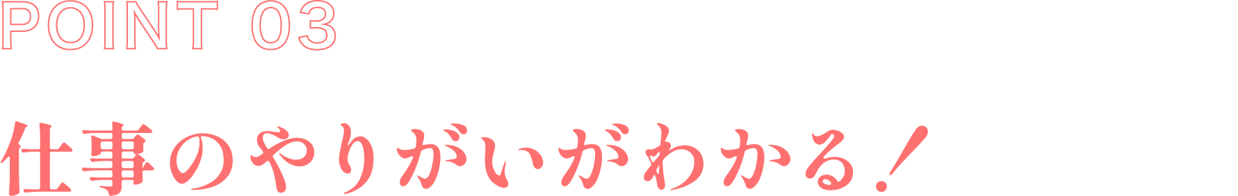 POINT3 仕事のやりがいがわかる！