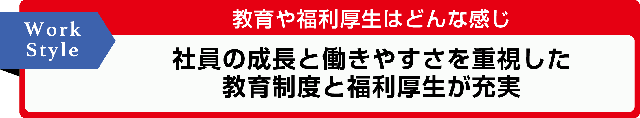 Work Style 教育や福利厚生はどんな感じ 社員の成長と働きやすさを重視した教育制度と福利厚生が充実